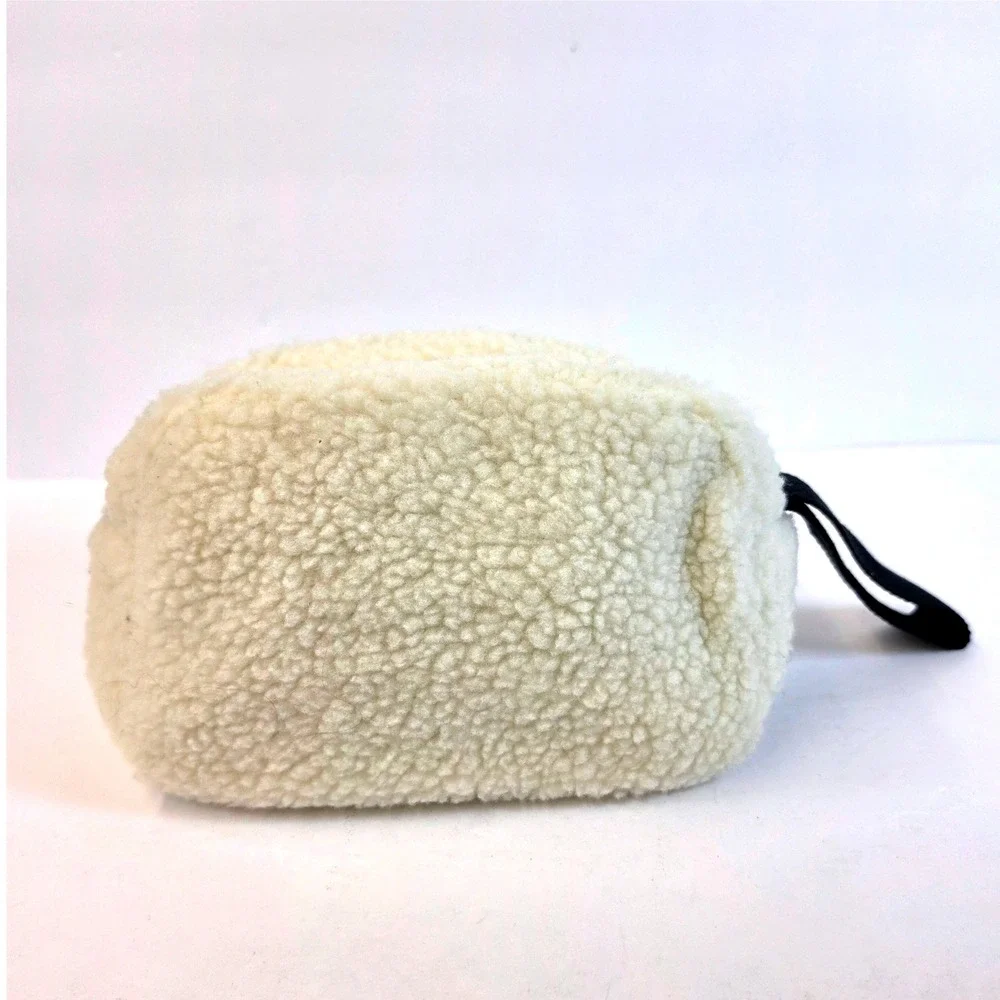 Kate Spade New York Sherpa Cream Fleece Cosmetic Bag Pouch Womens Small